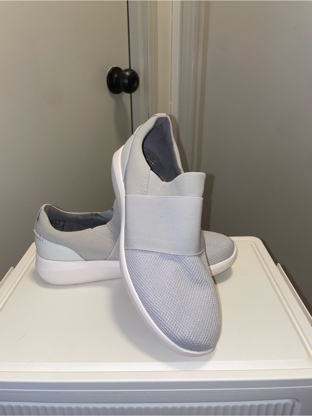 Clarks Light Gray Slip-On Mesh Sneakers